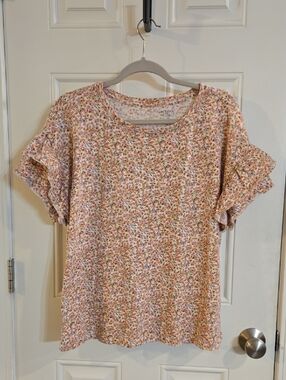 Lane Bryant Pink and Cream Floral Top